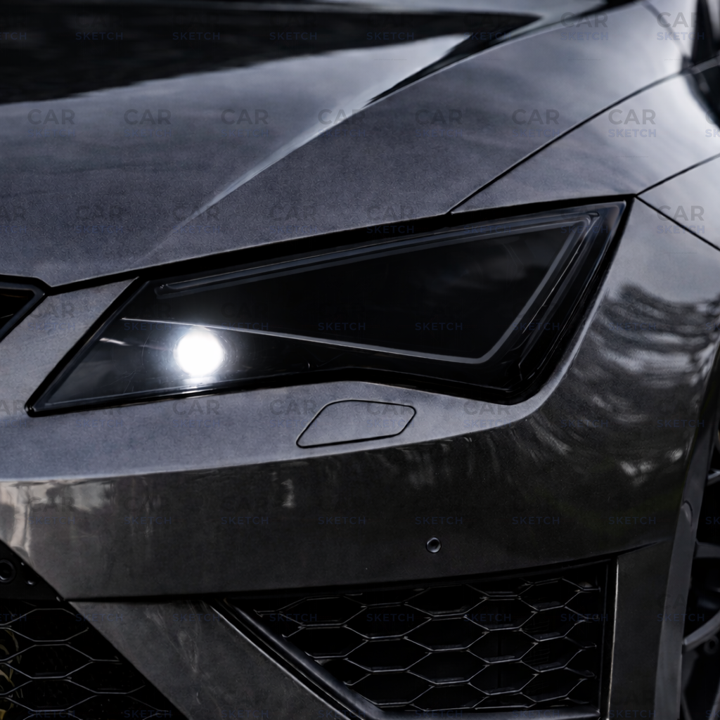 Car Sketch Seat Leon 5F Headlight Air Scoop with Integrated LED Light