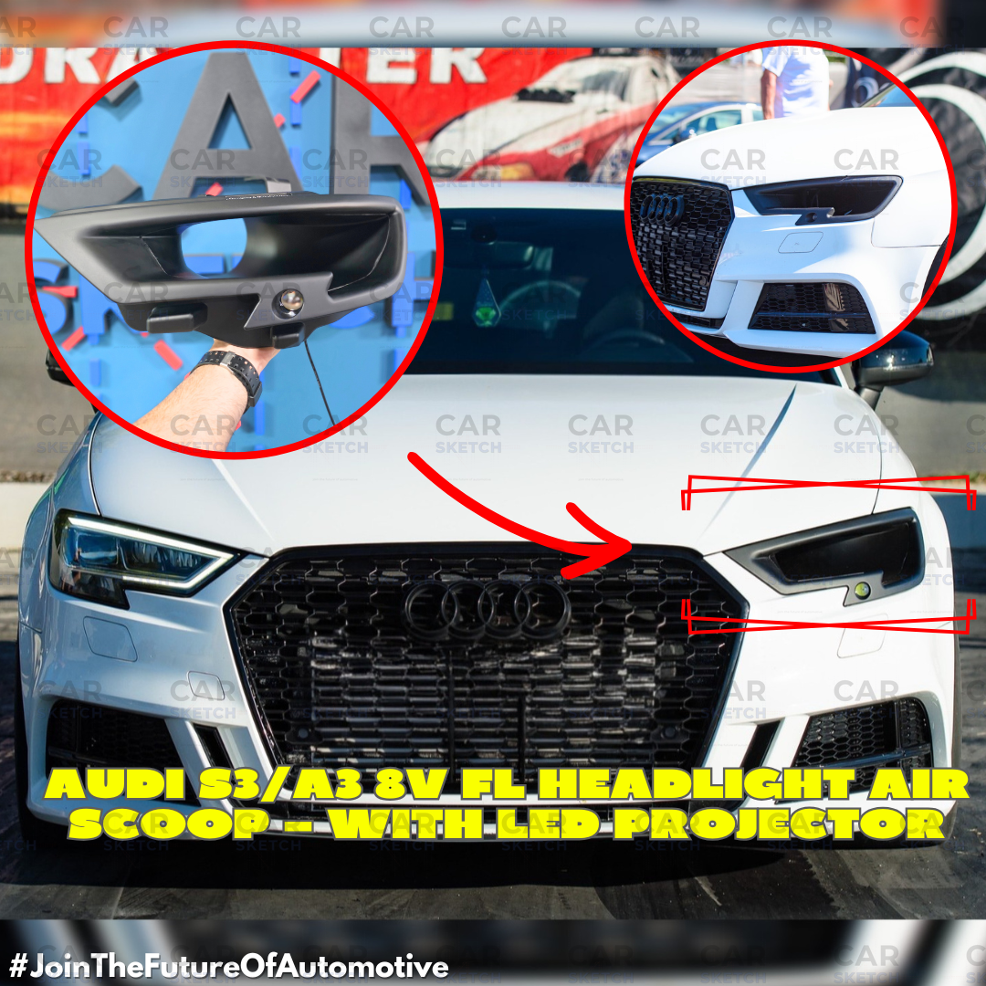 Car Sketch Audi RS3/S3/A3 8V FL Headlight Air Scoop – With LED Projector