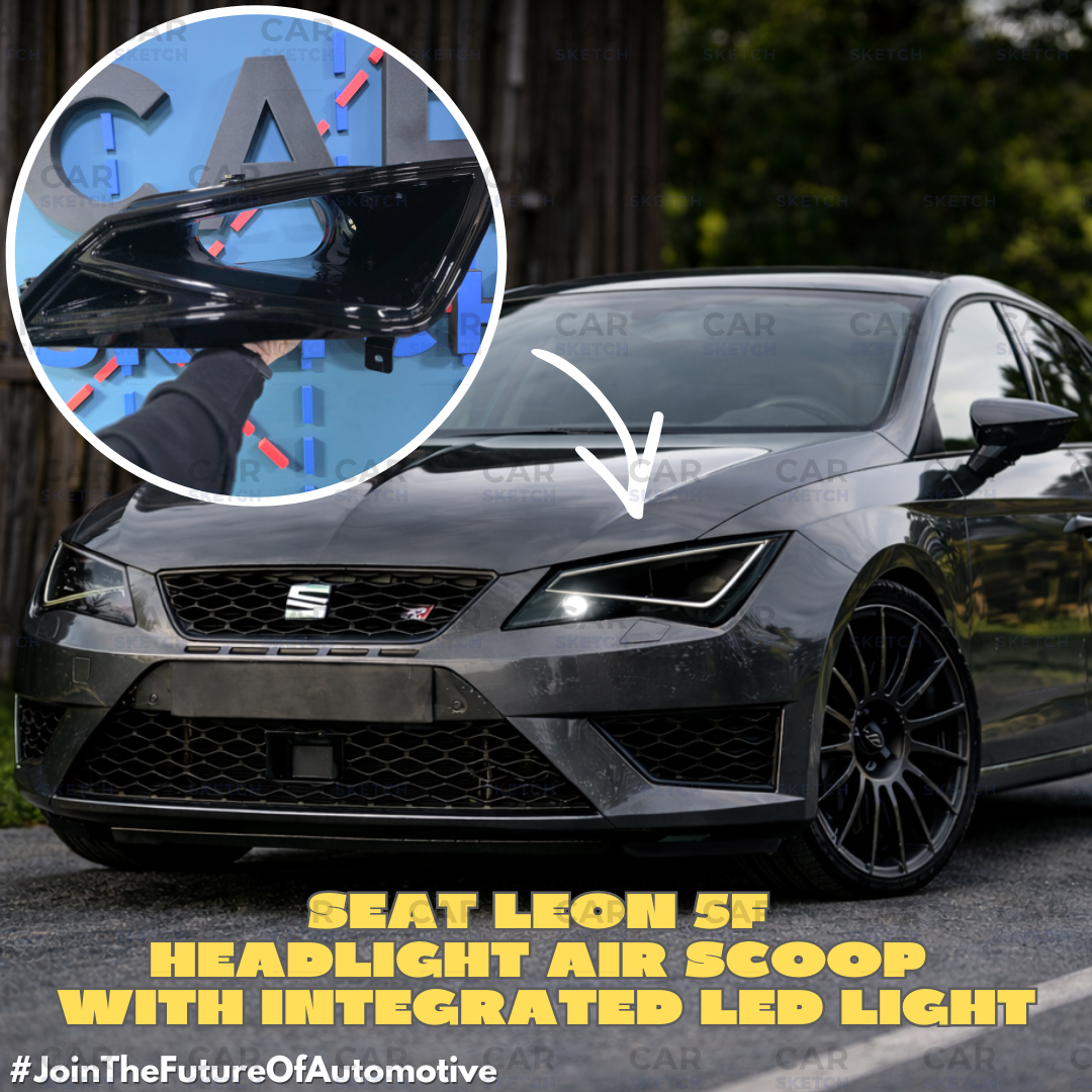 Car Sketch Seat Leon 5F Headlight Air Scoop with Integrated LED Light