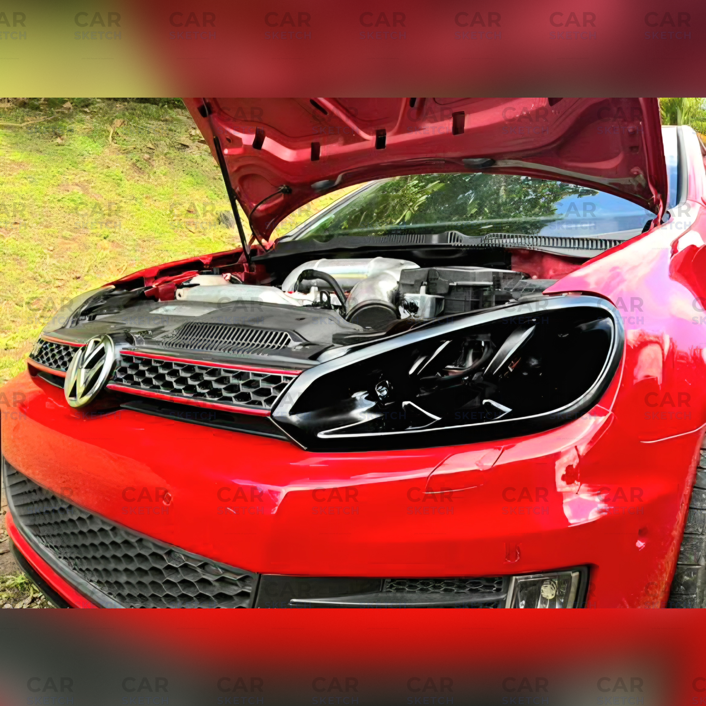 Car Sketch Volkswagen Golf MK6 Headlight Air Scoop – With Integrated LED Light