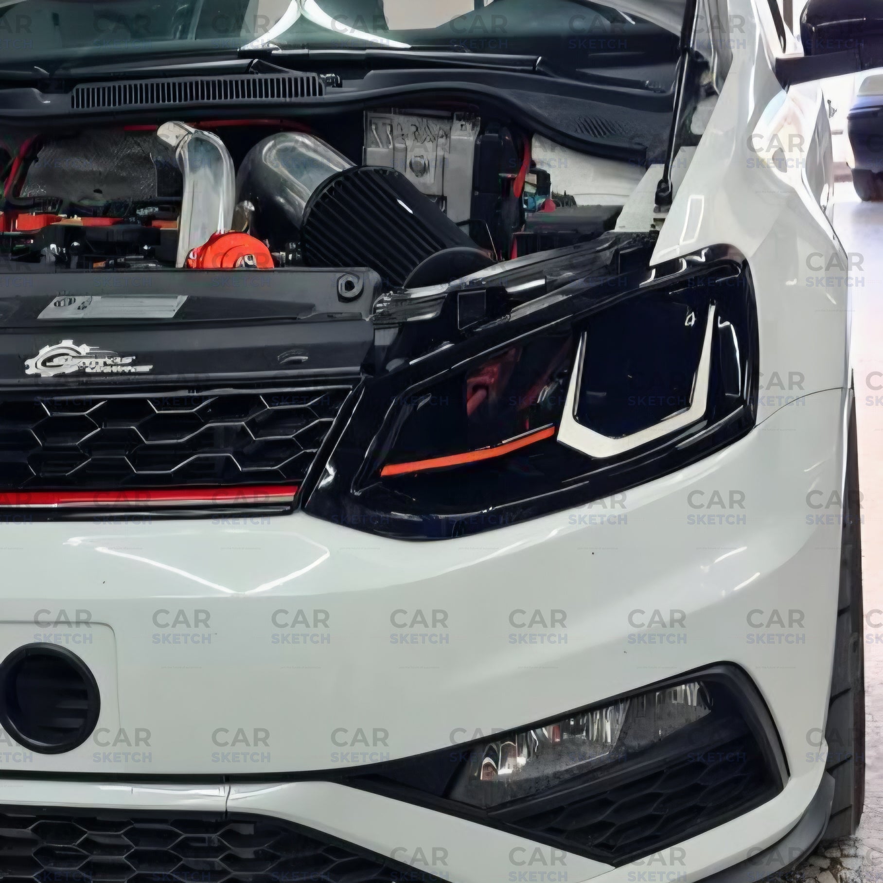 Car Sketch Volkswagen Polo 6R/6C Headlight Air Scoop