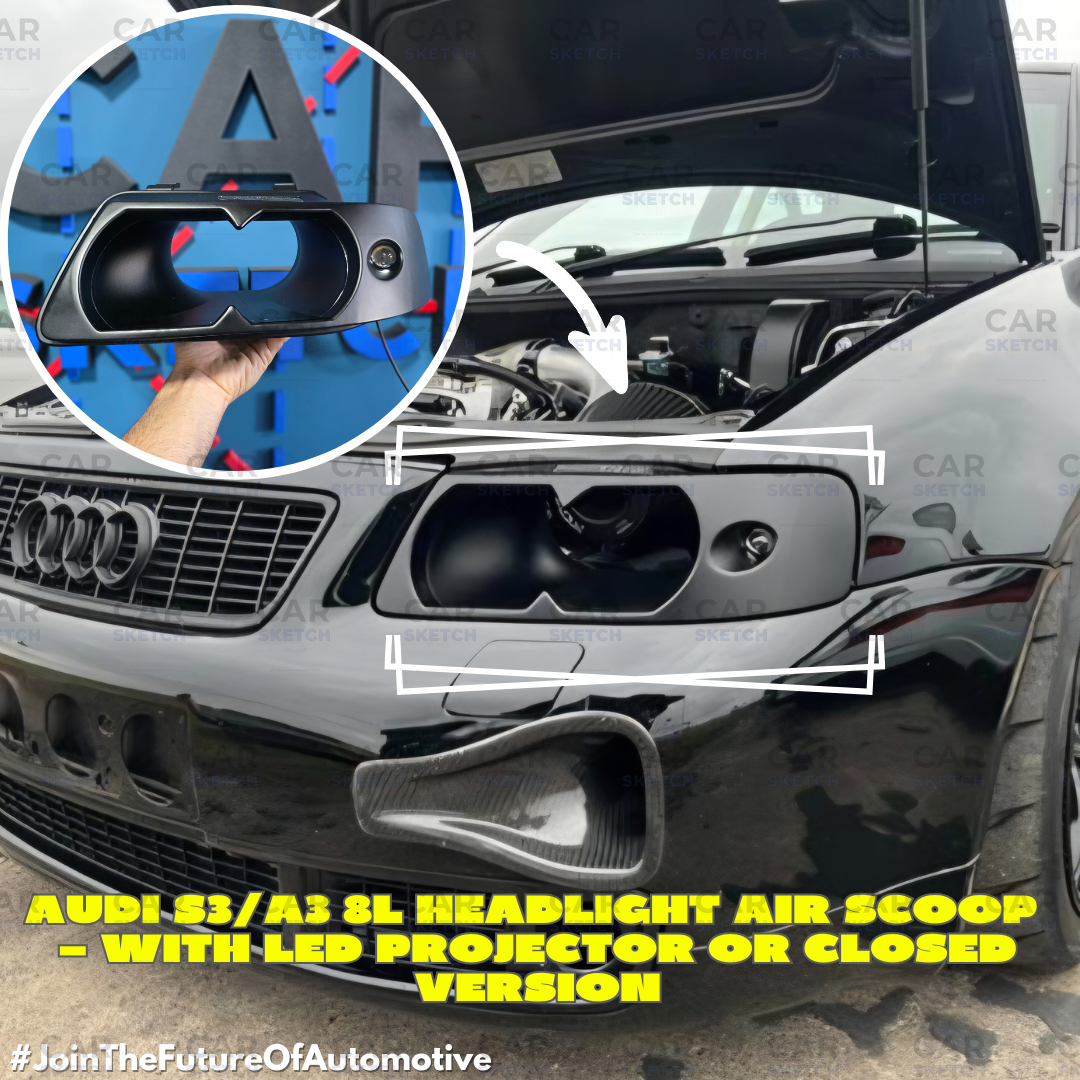 Car Sketch Audi S3/A3 8L Headlight Air Scoop – With LED Projector or Closed Version