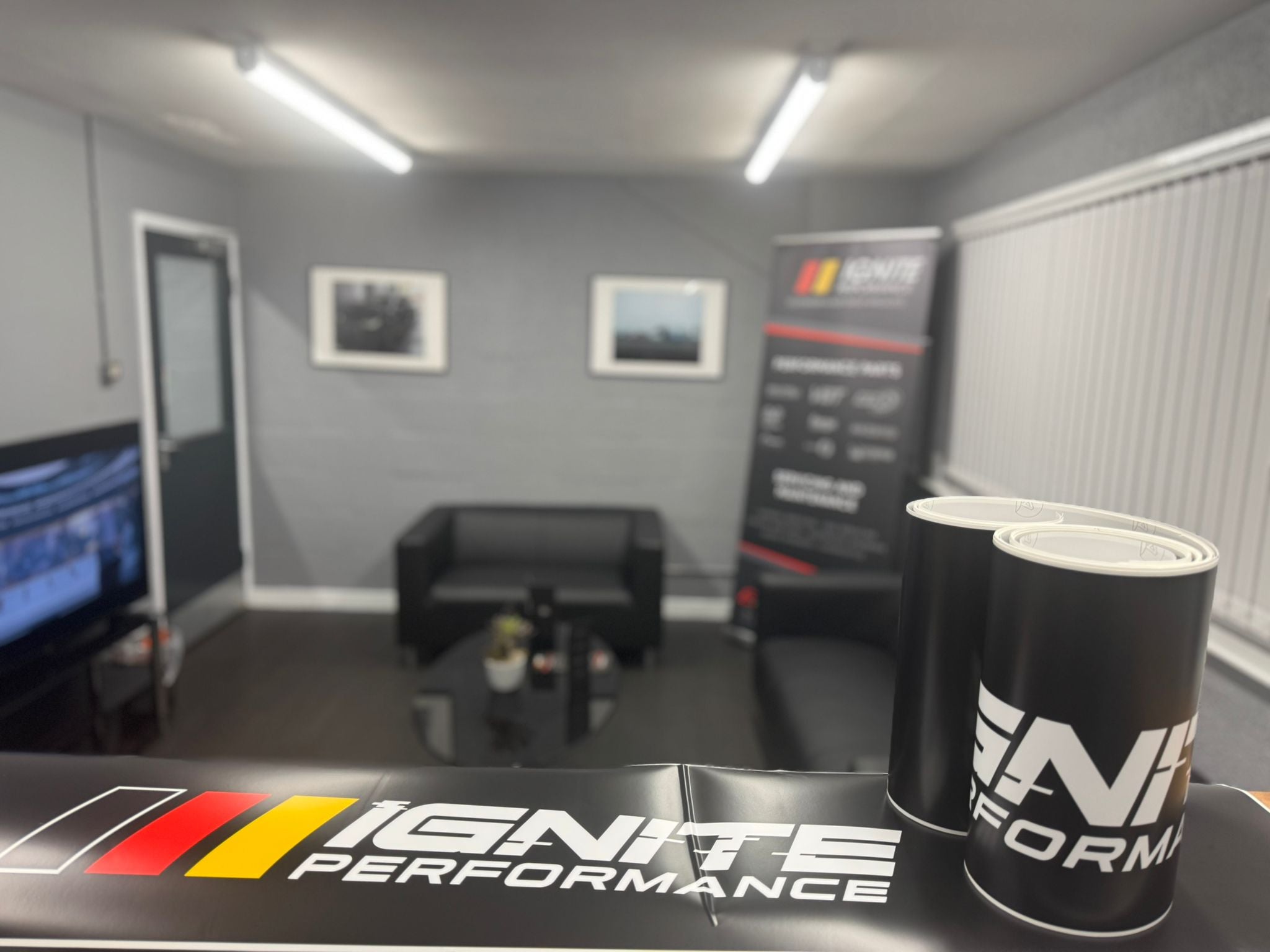 Ignite Performance Sunstrip – Satin Black Finish with White Logo & German Colors