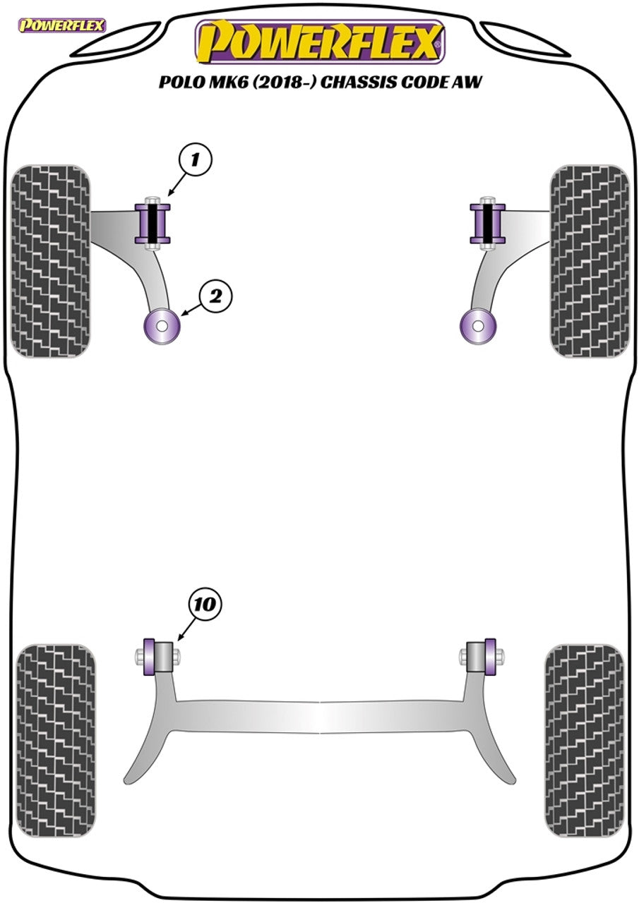 Powerflex Track Front Wishbone Rear Bushes - Polo MK6 (2018 - ) Chassis Code AW