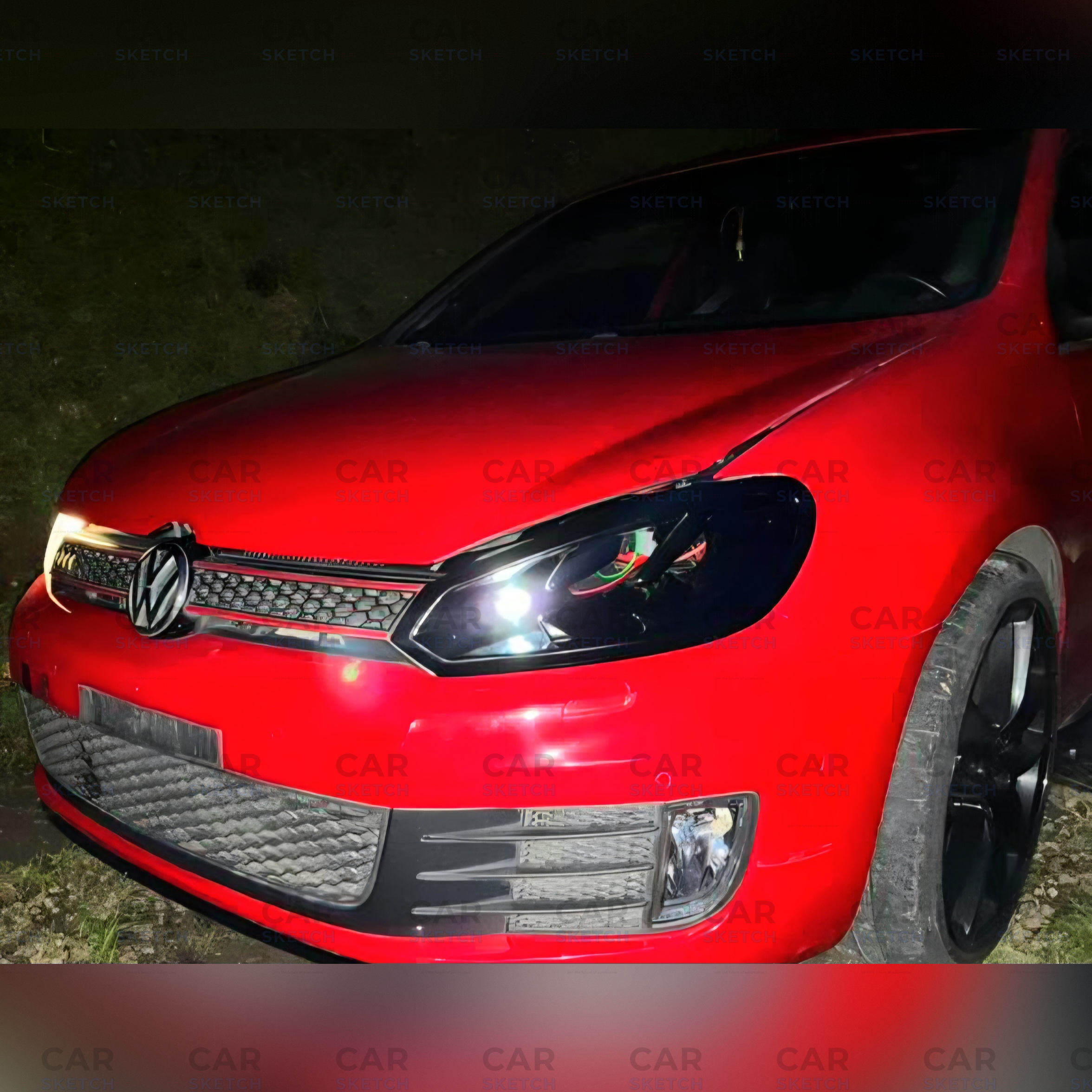 Car Sketch Volkswagen Golf MK6 Headlight Air Scoop – With Integrated LED Light
